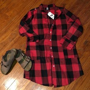 ZEI LA LA Plaid Long Shirt Jacket